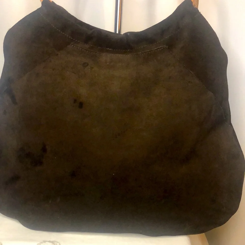 GAP vintage dark brown genuine cow suede leather hobo style handbag.